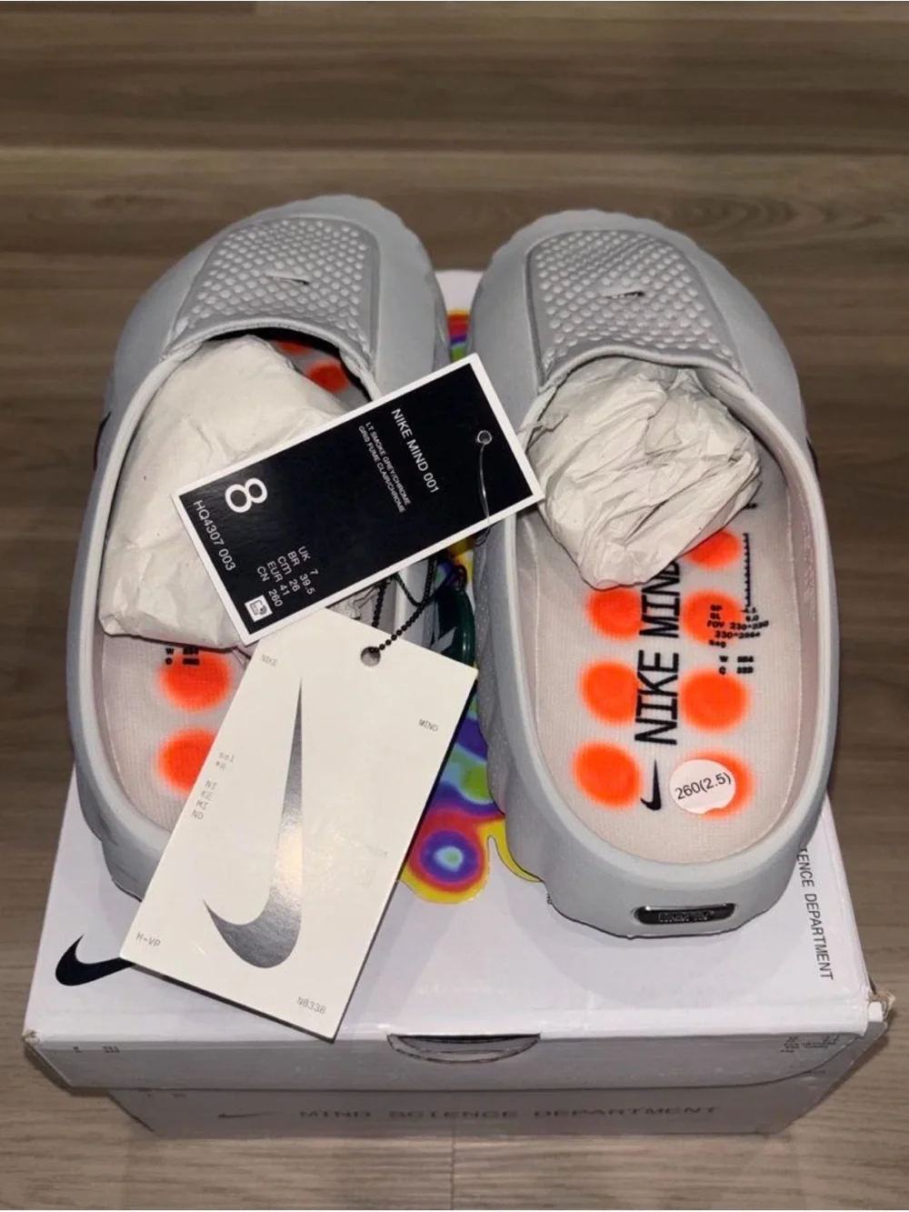 Nike Light Gray Slip-On Clog with Sculpted Wave Sole